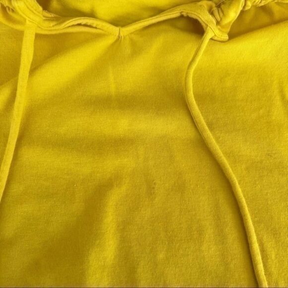 Theory womens yellow cotton blend peasant blouse with ruched neck line and tie S - Picture 7 of 8